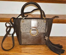 Nwt Vittoria Napoli River Metallic Leather Suede Coffee Brown Tote Bag Python