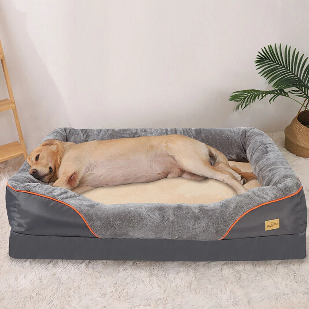 Waterproof Full Bolstered Dog Bed Orthopedic XXL Pet Dog Bed Mat Anti-slip Base