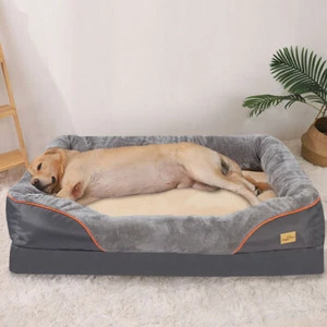 Waterproof Full Bolstered Dog Bed Orthopedic XXL Pet Dog Bed Mat Anti-slip Base 