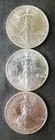 Lot of Three 1991 $1 American Silver Eagle Dollars