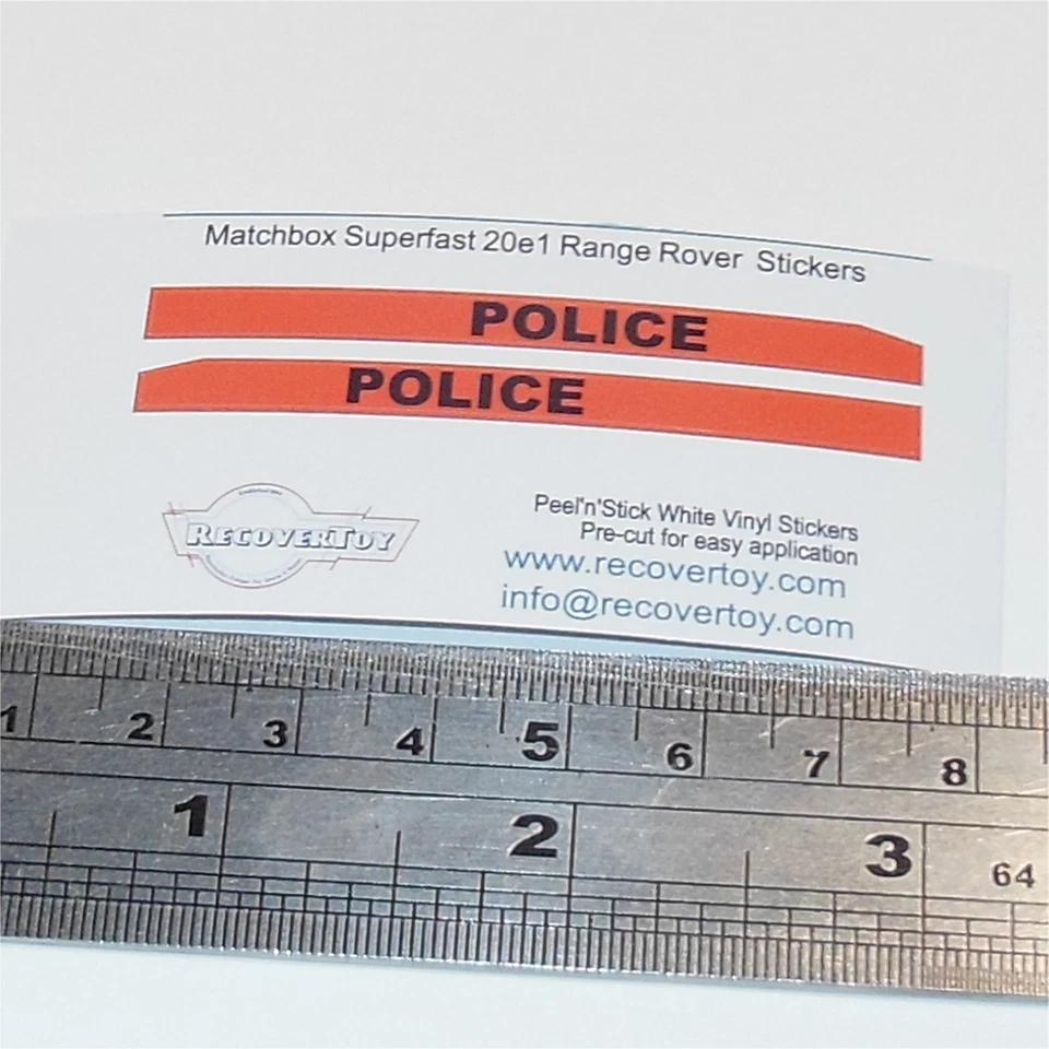Matchbox Lesney 20e1 Range Rover Police Stripe Stickers - Image 3 of 4