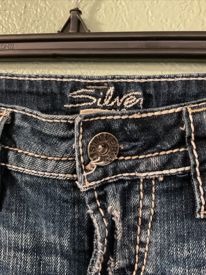 Jeans plateados Pioneer Bootcut para mujer talla 29x31 bolsillos con solapa bordados  Foto 3 de 4