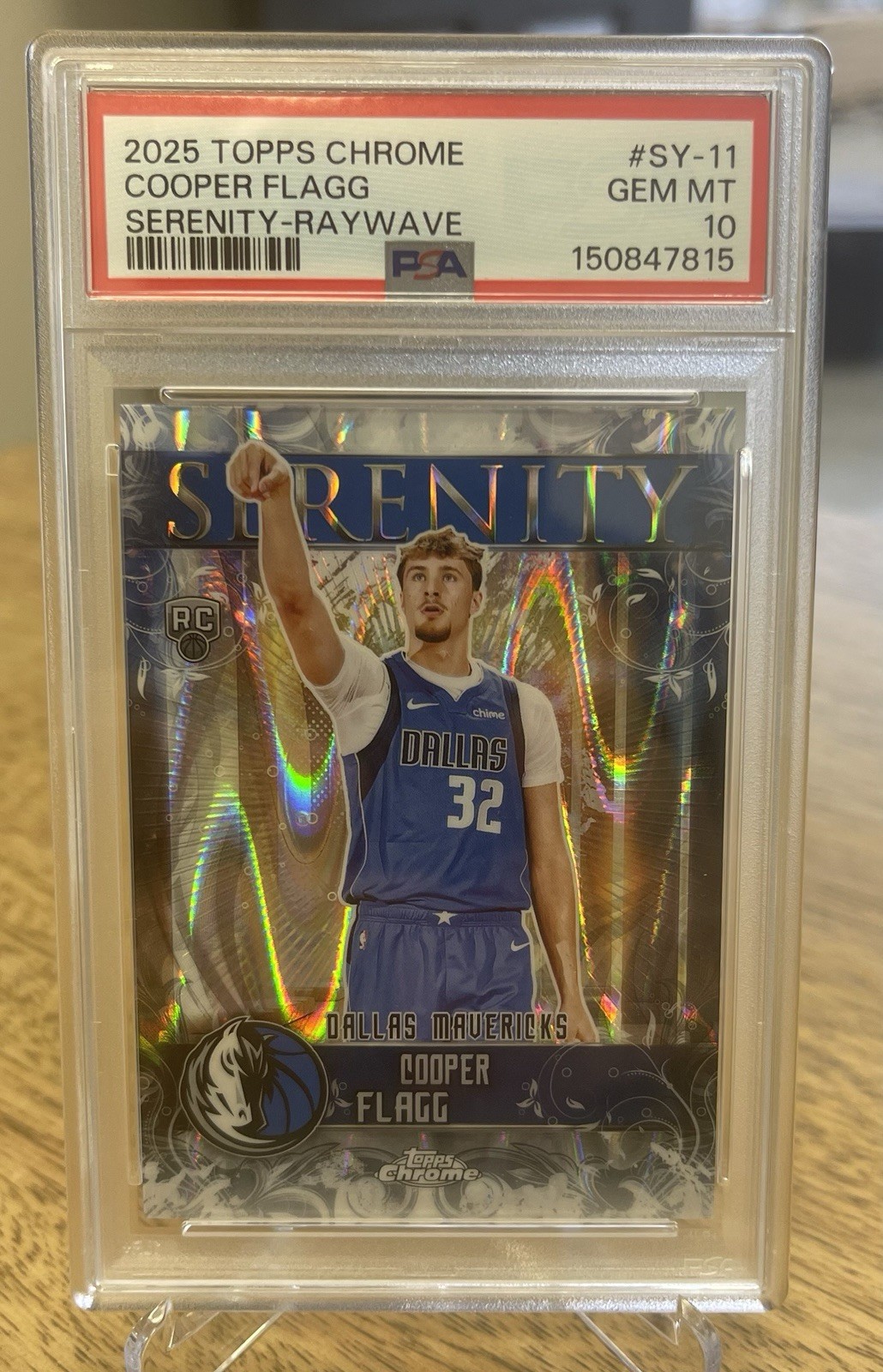 2025-26 Topps Chrome Serenity RayWave Cooper Flagg SY-11 Mavericks PSA 10