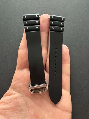 FKM Rubber Watch Strap Fits Cartier Santos Large Carbon 21mm Easy Change Band