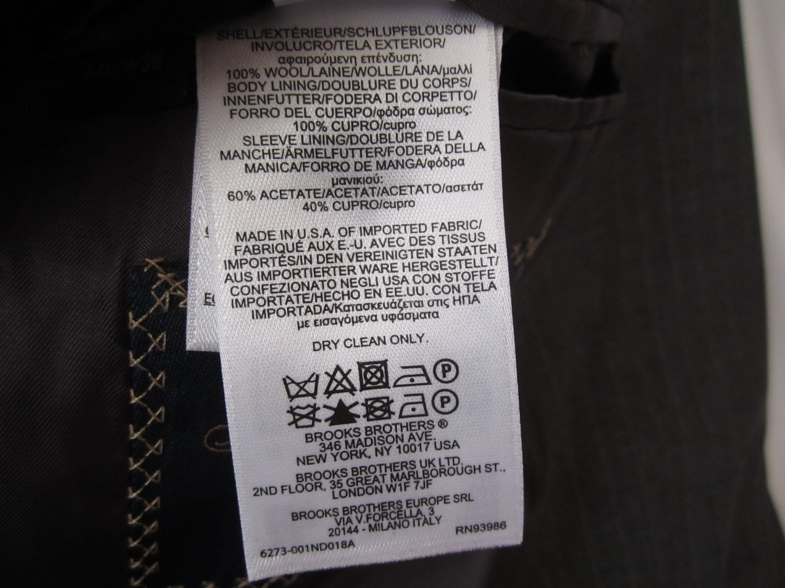 Men Brooks Brother 1818 Regent Fit Wool Stripe Button Blazer Jacket Sz 44(MJ48) thumbnail 11