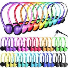 Kids Headphones Bulk School Wired Adjustable On Ear 3.5mm Multi Color 25 PCS