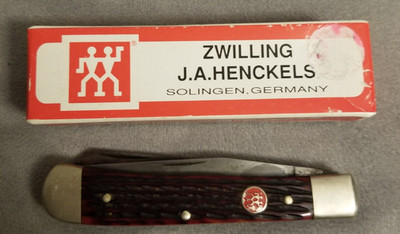 J.A. Henckels ZWILLING HK 5 B 2 Blade Folding Knife Bone Handle w/Box Germany