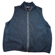 Lands' End Men's Blue Fleece Vest Size XL Pockets Full Zip Made In USA