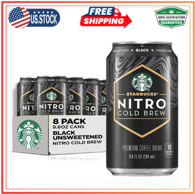 Starbucks Nitro Cold Brew Coffee, Black Unsweetened, 9.6 fl oz Cans (8 Pack)