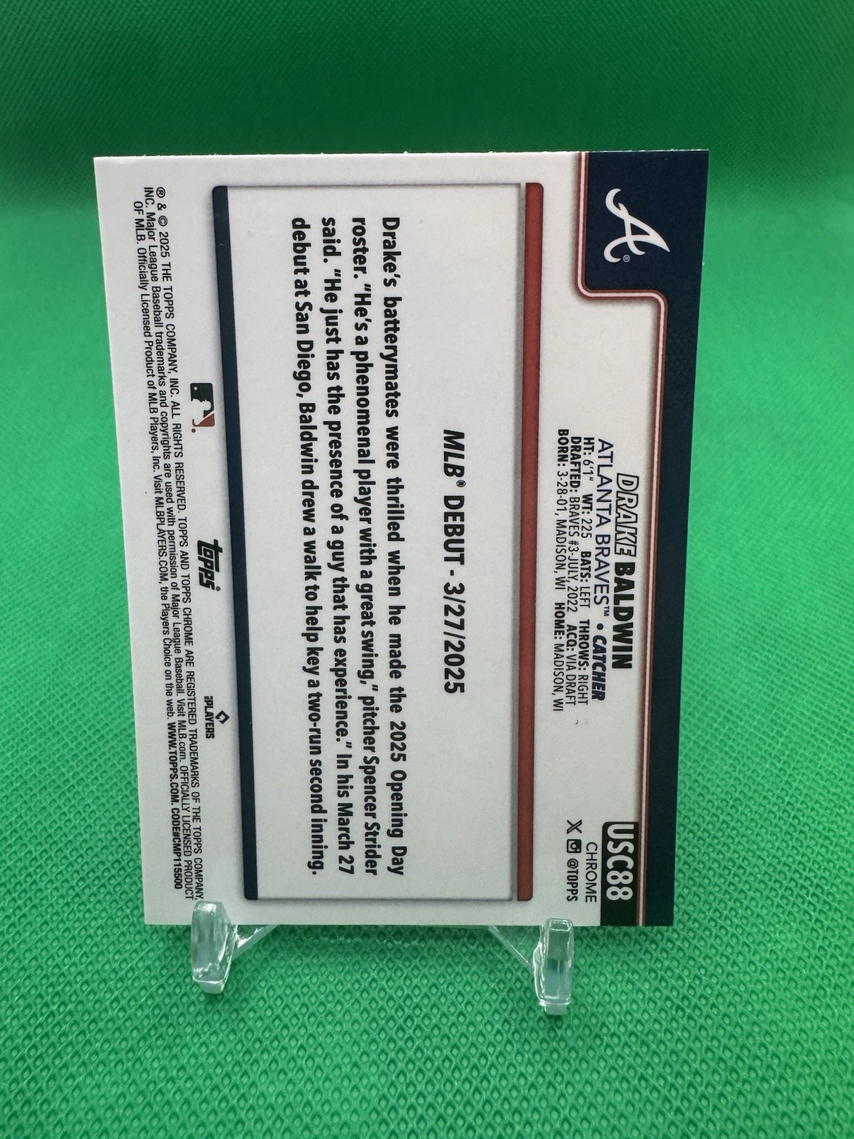 2025 Topps Chrome Update Series - Drake Baldwin #USC88 RayWave Refractor (RC)