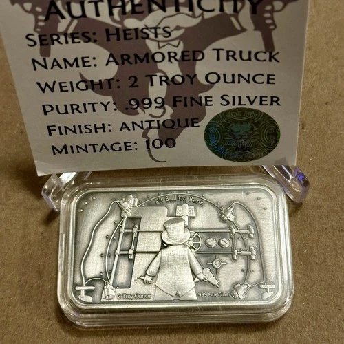 RARE Pit Bullion (Armored Truck) 2oz Silver Bar - With COA Limited Mint /100