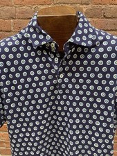 Ted Baker Polo Shirt M Rising Sun S/S Textured Summer Knit London Casual Luxe