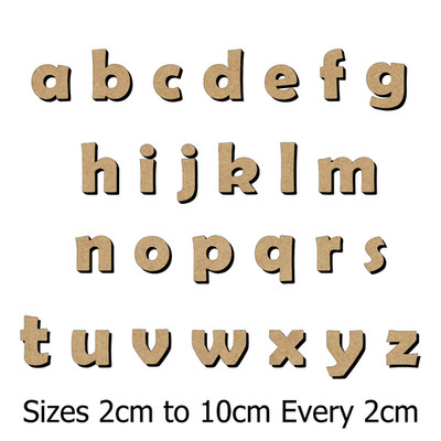 Holz MDF Kleinbuchstaben 3mm, 2cm 4cm 6cm 8cm 10cm Basteln Schilder Dekoration