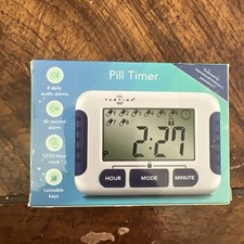Pill Reminder with 8 Alarms per Day, Tracker, Timer, White