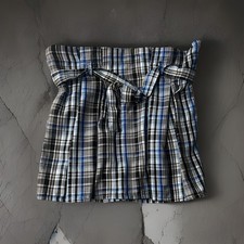 Preppy Pleats Plaid Skirt In Blue And Black School Girl Women s Size XL Vintage.
