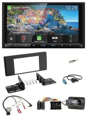 Kenwood Bluetooth Lenkrad 2DIN USB TMC DAB Navigation für BMW X5 2000-2003 schwa