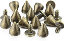 100 Juegos de Picos y Tachuelas de Bronce 9MM Metal Bala Cono Picos Tornillo Trasero Cuero