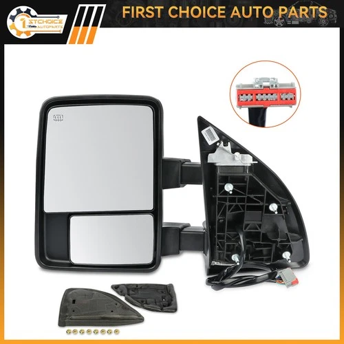 LH Side Mirror For 2008-2016 F250 F350 Super Duty Power Heated Black Turn Signal