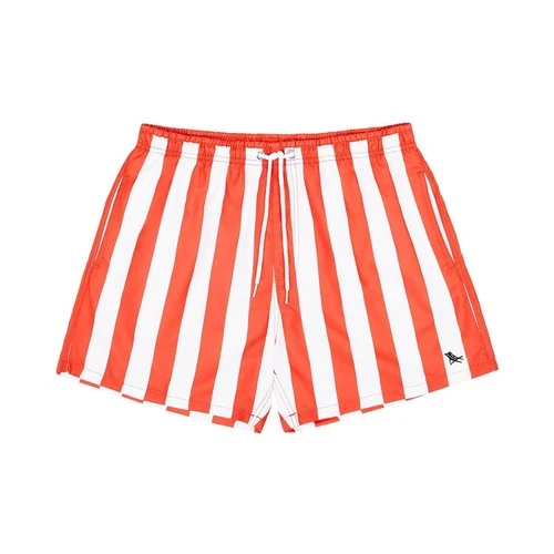 Dock & Bay Men’s Coral Red Striped Swimming Trunks Swim Shorts 31-33” Waist