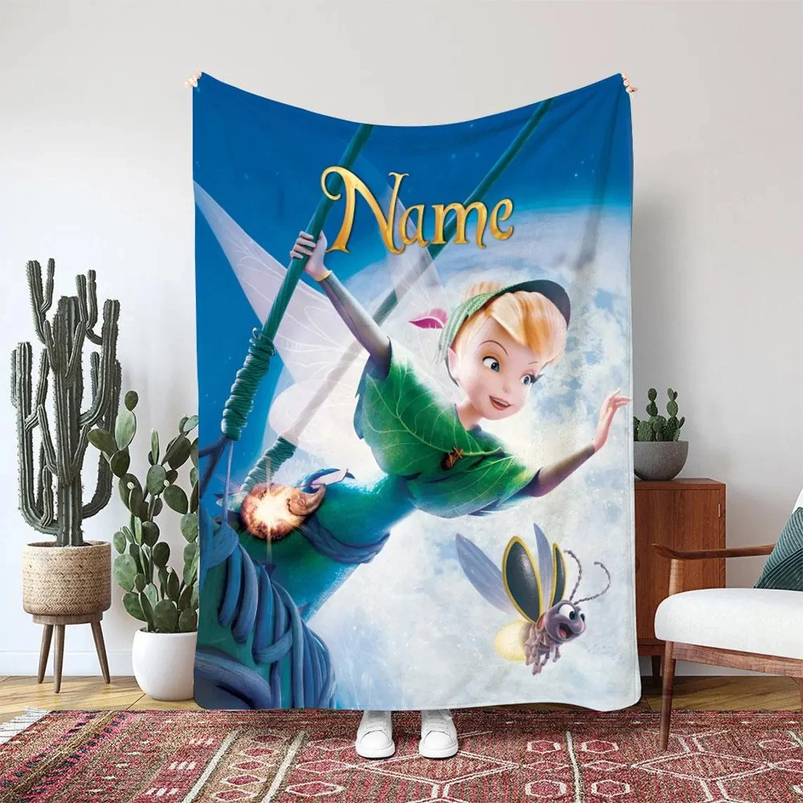 Fleece Blanket Funny  Tinkerbell And Firefly Happy