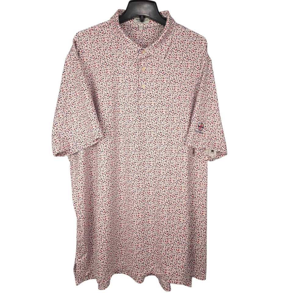 Polo de golf Peter Millar cómodo de verano para hombre XXL rosa rojo blanco iconos americanos Foto 2 de 4