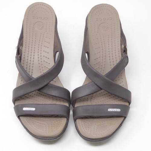 Crocs Womens Cyprus IV High Heeled Sandals Size 8 Brown Rubber - Picture 3 of 9