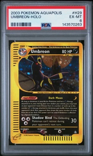 2003 POKEMON AQUAPOLIS #H29 UMBREON-HOLO PSA 6