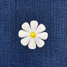 Large White Daisy Applique Patch - Embroidered Flower Badge 2" Iron on 