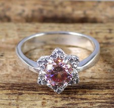 1.28 Carat Pink Round Cut Diamond Solitaire Certified Ring Father's Day Discount