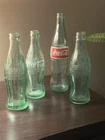 Lot of 4 Vintage Coca-Cola Green Glass Bottles Embossed City Base USA Coke Mexic