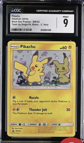 CGC 9 PIKACHU SM162 2019 POKEMON BLACK STAR PROMOS TEAM UP 1-PACK BLISTER Mint
