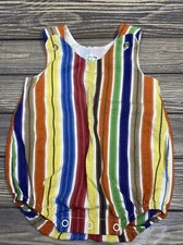 Vintage Buster Brown Rainbow Striped Baby Infant Romper Jumper Size 6mos