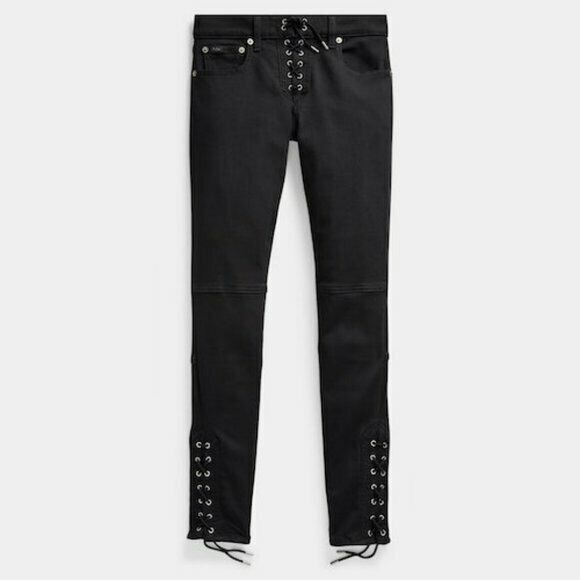 Джинсы Polo Ralph Lauren Tompkins Super Skinny на шнуровке черные 28