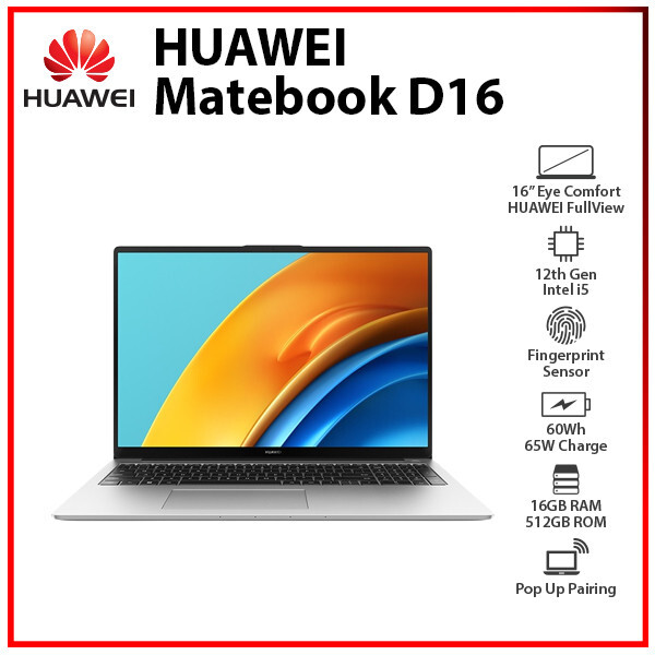 New) GLOBAL Ver. Huawei MateBook D 16 12th Gen i5 16+512GB Windows 11 PC  Laptop