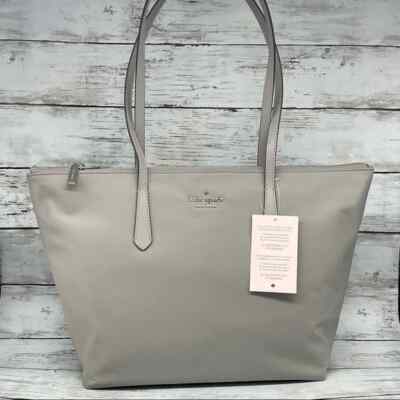 Kate Spade Kitt Large Nylon Tote Bag Nimbus Grey K6031 NWT Gray
