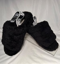 Authentic UGG  Women's Fluff Yeah Slide Sandals 1095119-BLK Size 6 Worn Once EUC