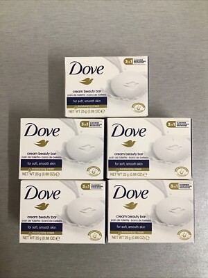 5 Pk Dove Cream Beauty Bar Travel Size 0.88oz / 25g each, Hotel