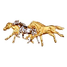 Intrepid International Three Horses Stock Pin-Gold Plated