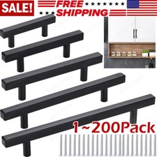Black Square T Bar Drawer Pulls Knob Stainles...