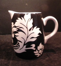 222 FIFTH DAMASK Black & White 12 oz CREAMER