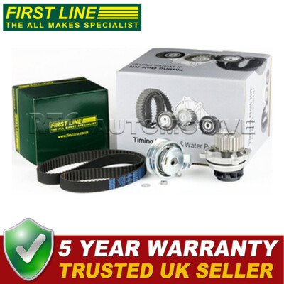 First Line Timing Cam Belt Kit + Water Pump Fits VW Audi Seat Skoda 1.6