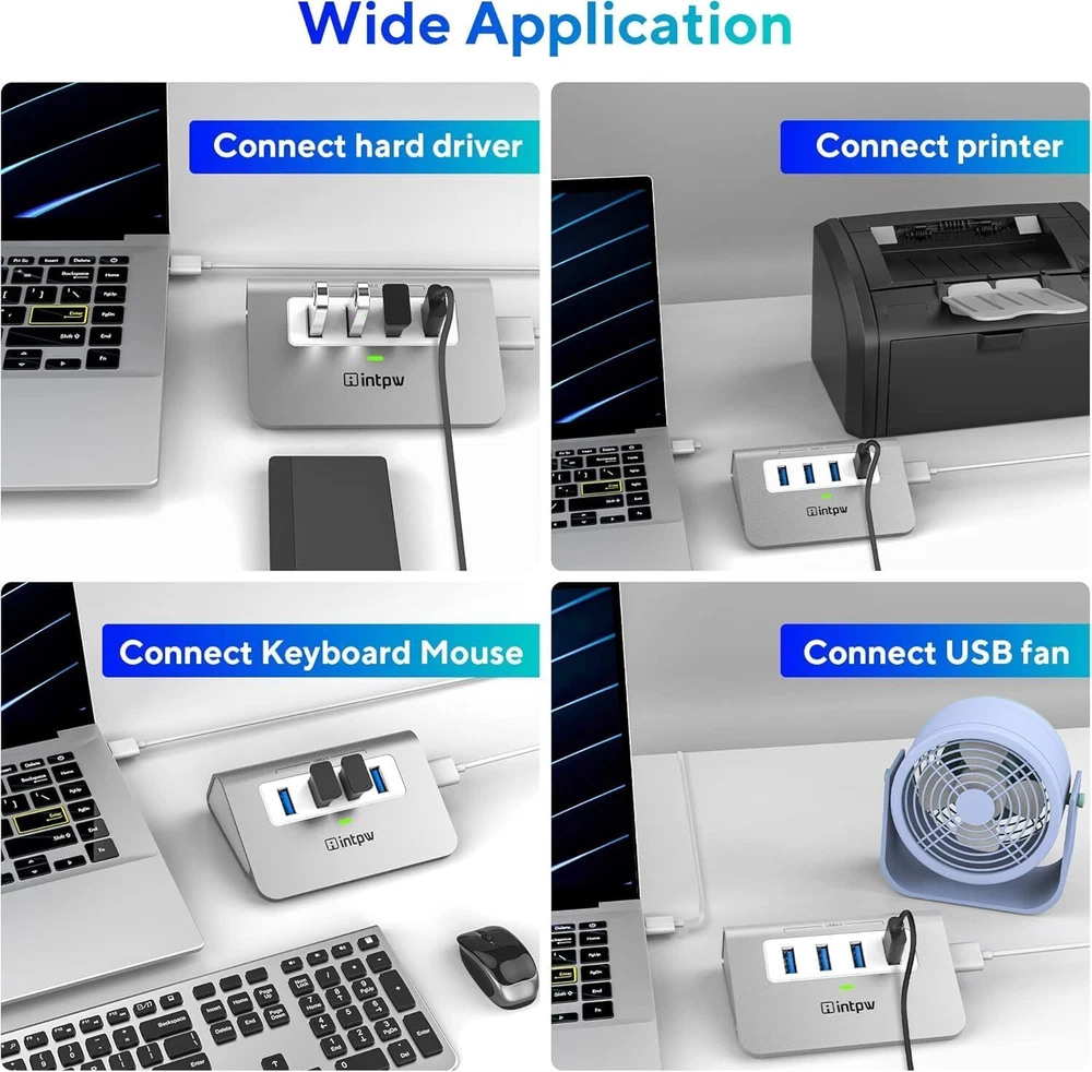 4-Port USB 3.0 Hub for Laptop & PC - High-Speed Data Transfer & Extra Ports
