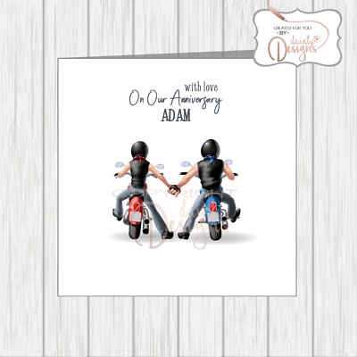 Personalised Wedding Anniversary Card Motorbike Motorcycle Bikers Husband Wife Ebay