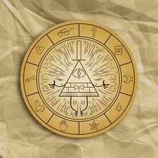 Calcomanía Bill Cipher Wheel Gravity Falls Disney XD dibujos animados Dipper Mabel