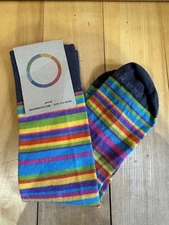 Brandwatch Sock Club Novelty Socks - Colorful - Stripes - Rainbow - NEW NWT