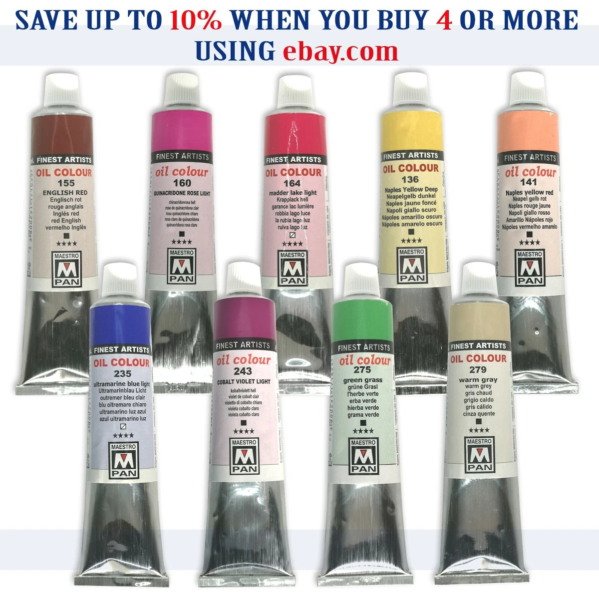 Oil Paints 45ml Tube Artist Art 84 Colours Professional Painting Maestro PAN