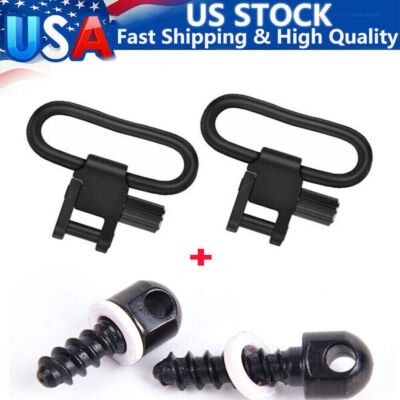 2Pcs Quick Detach Swivels Wood Screw Studs Set and 1.25'' Rifles Sling Swivels