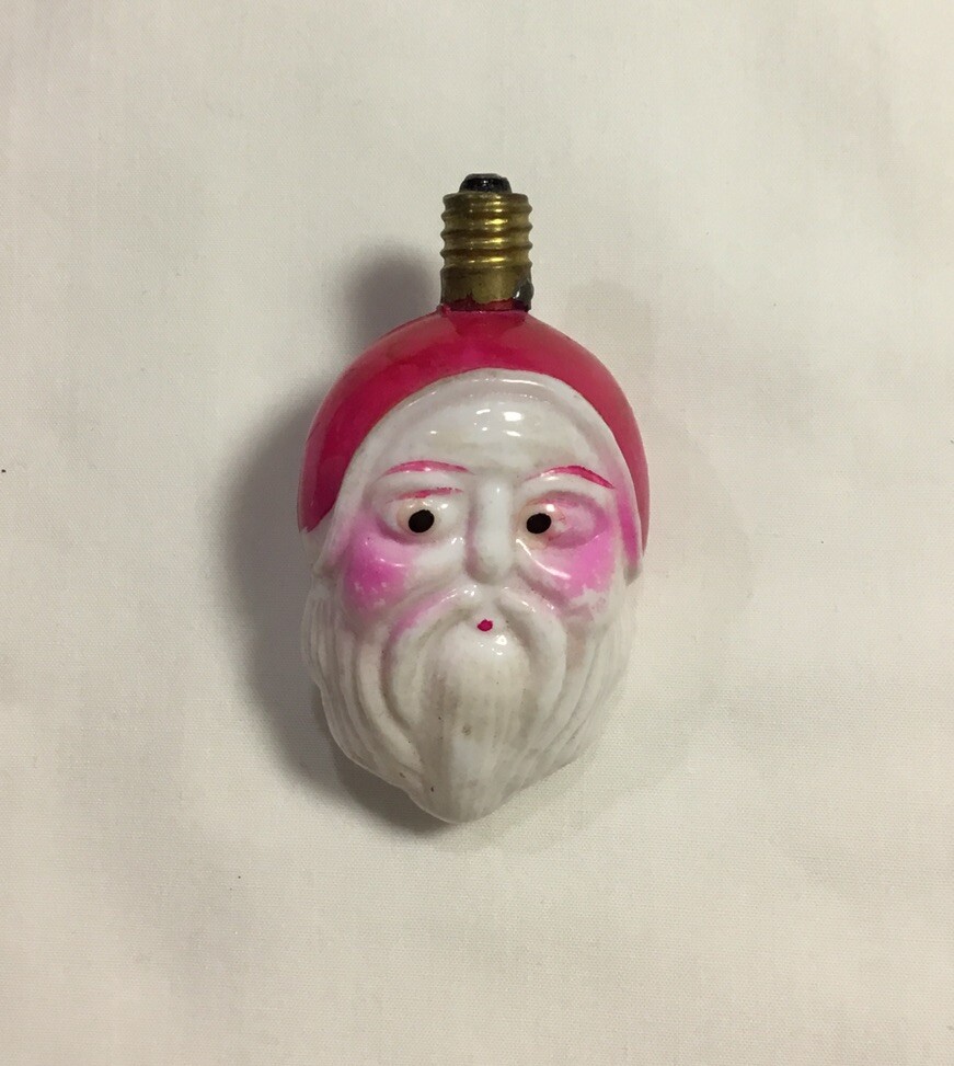5 Vintage Figural Christmas Light Bulbs, Milk Glass Santa’s, Floral