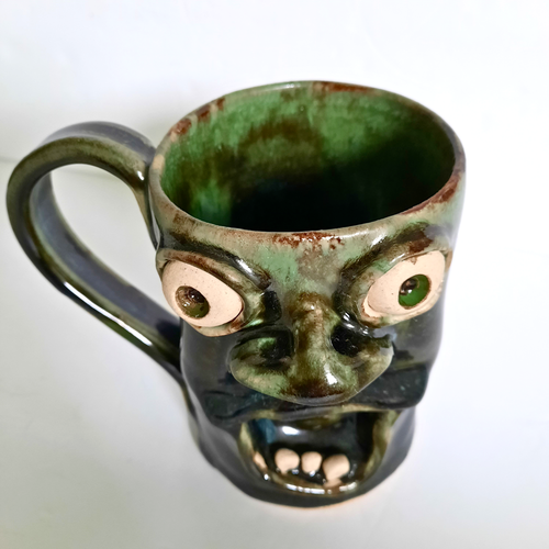 Ugly, FREAKY Zombie TASSE Halloween Horror Evil Spirit Studio Art Signed Pottery - Bild 13 von 17