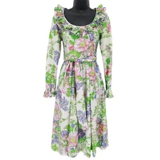 Victor Costa Floral Dress Womens S White Y2K Dainty Bloomcore Romantic Vintage